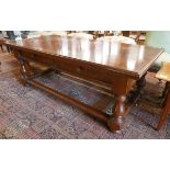 Burr walnut coffee table with two drawers - Approx size: W: 130cm D: 65cm H: 50cm