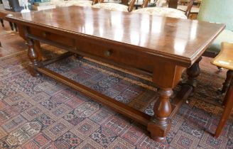 Burr walnut coffee table with two drawers - Approx size: W: 130cm D: 65cm H: 50cm