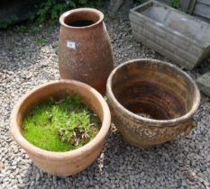 3 aged terracotta pots