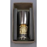 Aurum boxed hallmarked silver and gold plated Winchester Cathedral goblet - Approx 16.5cm tall