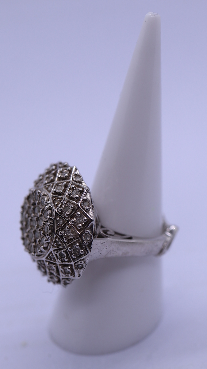 Silver & diamond ring with platinum overlay to include COA - Image 2 of 3