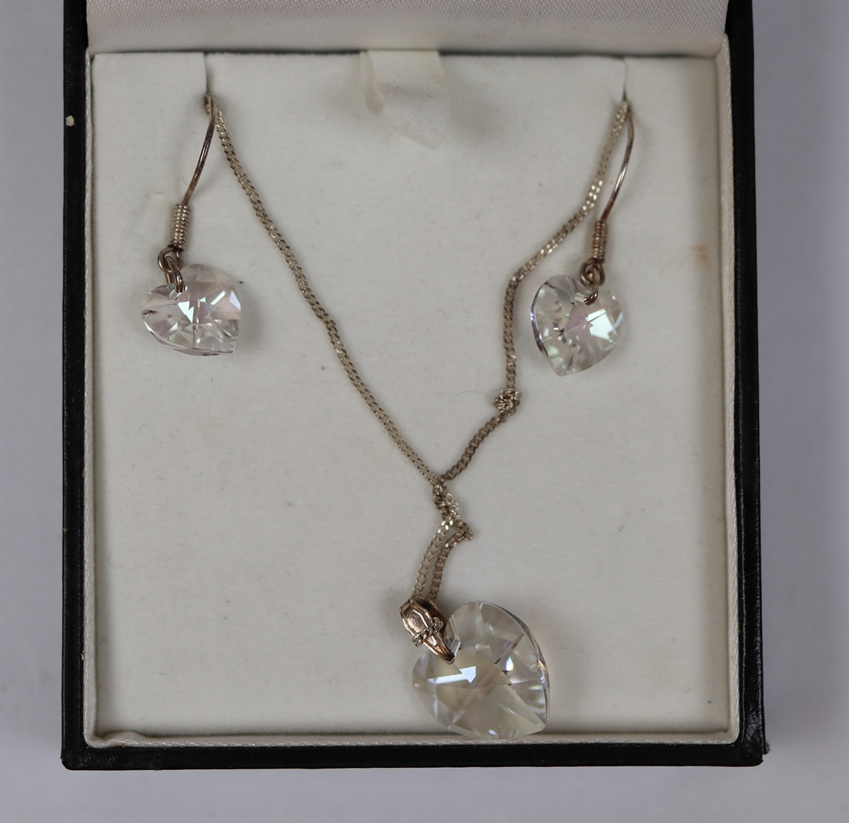 Silver Swarovski crystal necklace & earrings set together with 3 pairs of silver earrings - Image 3 of 3