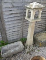 Stone bird table together with trough - Approx height: 146cm