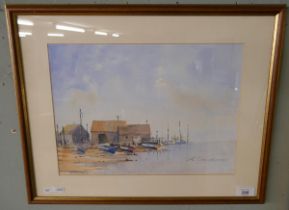 Watercolour - Coastal scene by A Campbell - Approx image size: 37cm x 27cm
