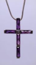 Silver amethyst cross on chain