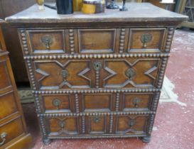 Rare 17th/18thC pine chest of drawers - Approx size: W: 74cm D: 50cm H: 77cm
