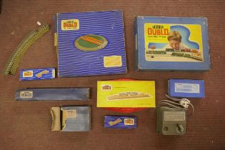 Collection of 00 gauge railway engine, carriage, track station etc