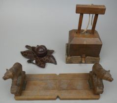 Woodenware to include Black Forest carvings and vintage mousetrap