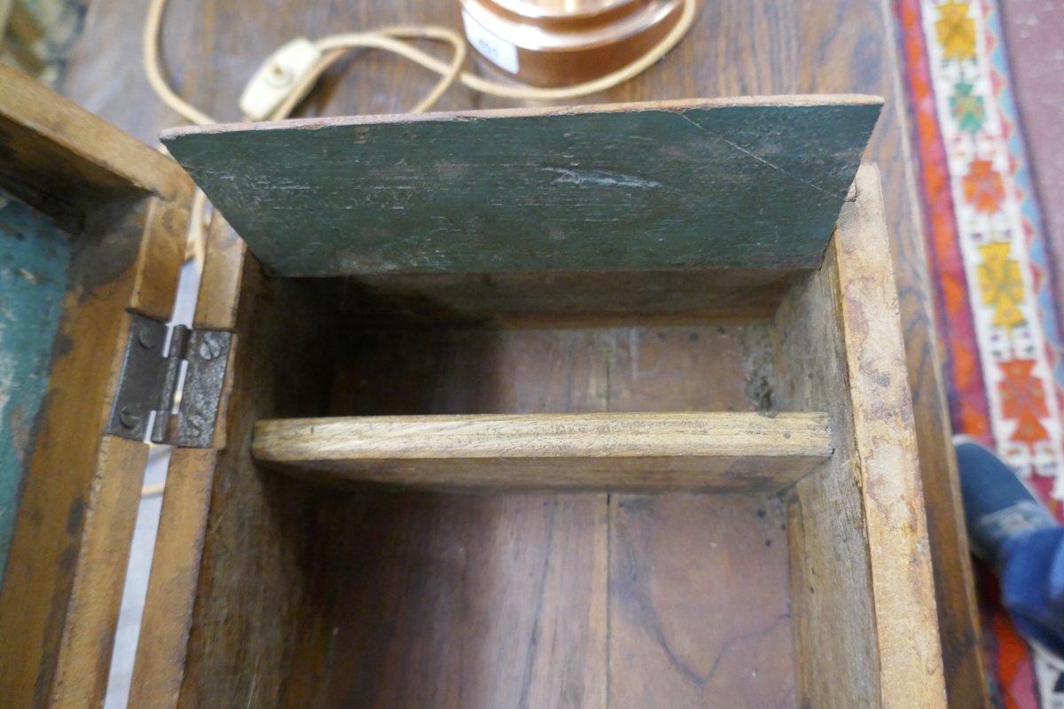 Hardwood & brass bound small coffer with internal candle box - Image 4 of 4
