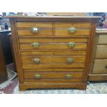 Satin-walnut chest of drawers - Approx size: W: 107cm D: 50cm H: 104cm