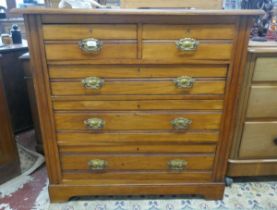 Satin-walnut chest of drawers - Approx size: W: 107cm D: 50cm H: 104cm