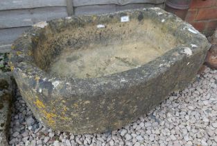 Large antique stone trough - Approx size: W: 77cm D: 53cm H: 29cm