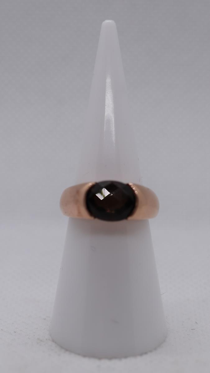 Rose gold faceted topaz ring - Size P