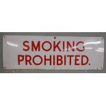 Original enamel sign - Smoking Prohibited - Approx size: 91cm x 31cm