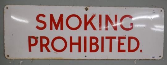 Original enamel sign - Smoking Prohibited - Approx size: 91cm x 31cm