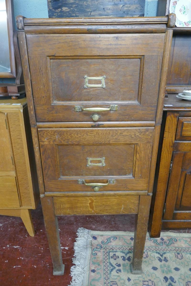 Edwardian oak filing cabinet - Approx size: W: 47cm D: 71cm H: 116cm