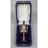 Aurum boxed hallmarked silver and gold plated Churchill Centenary Goblet - Approx 14cm tall
