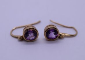 9ct gold amethyst drop earrings