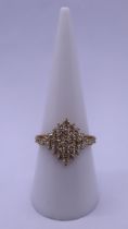 Fine gold diamond set ring - Size N«