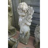 Stone cherub figure - Approx height: 72cm