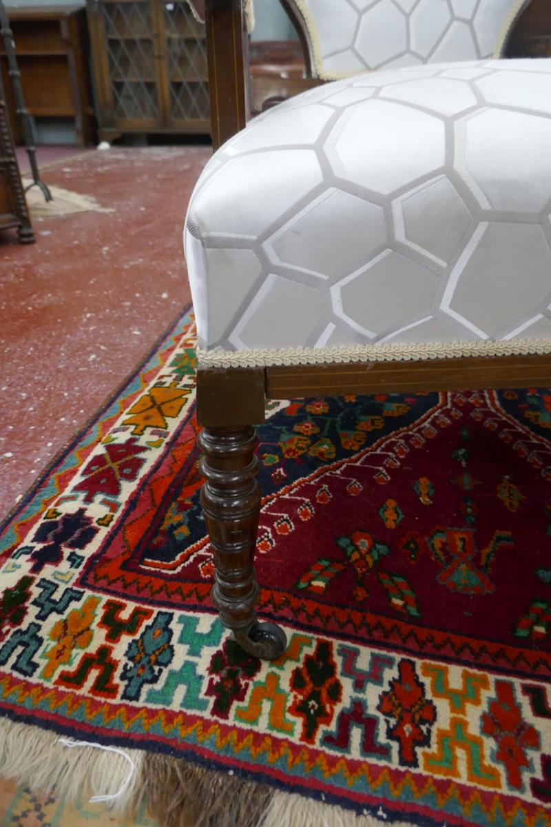 Inlaid upholstered armchair on casters - Image 4 of 4