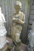 Stone statue of water maiden - Approx height: 98cm