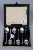 Cased set of 6 hallmarked silver spoons - Approx weight 85g