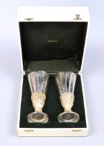 Aurum boxed hallmarked silver and gold pair of Chichester Cathedral Goblets - both approx 16.5cm