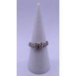 White gold diamond solitaire ring - Size L
