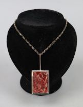 Jasper silver pendant on heavy chain by Georges