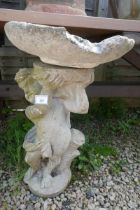 Stone cherub birdbath base