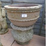 Circular stone planter on base - Approx height: 51cm