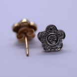 9ct gold and diamond daisy shaped stud earrings