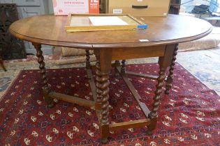 Oak barley-twist gate-leg table