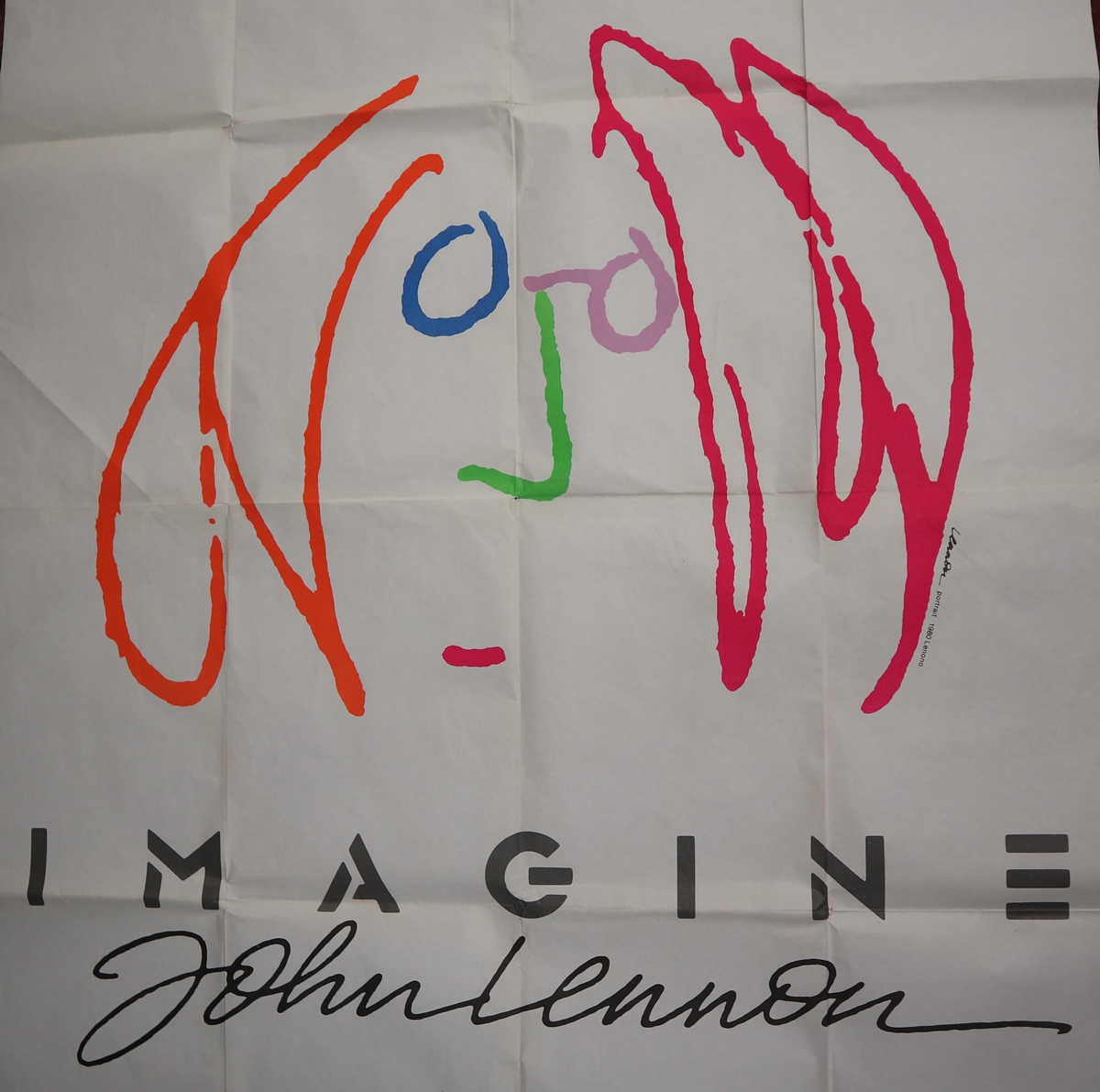 Large French film poster, John Lennon, Imagine - Approx size: 119cm x 158cm - Image 2 of 2