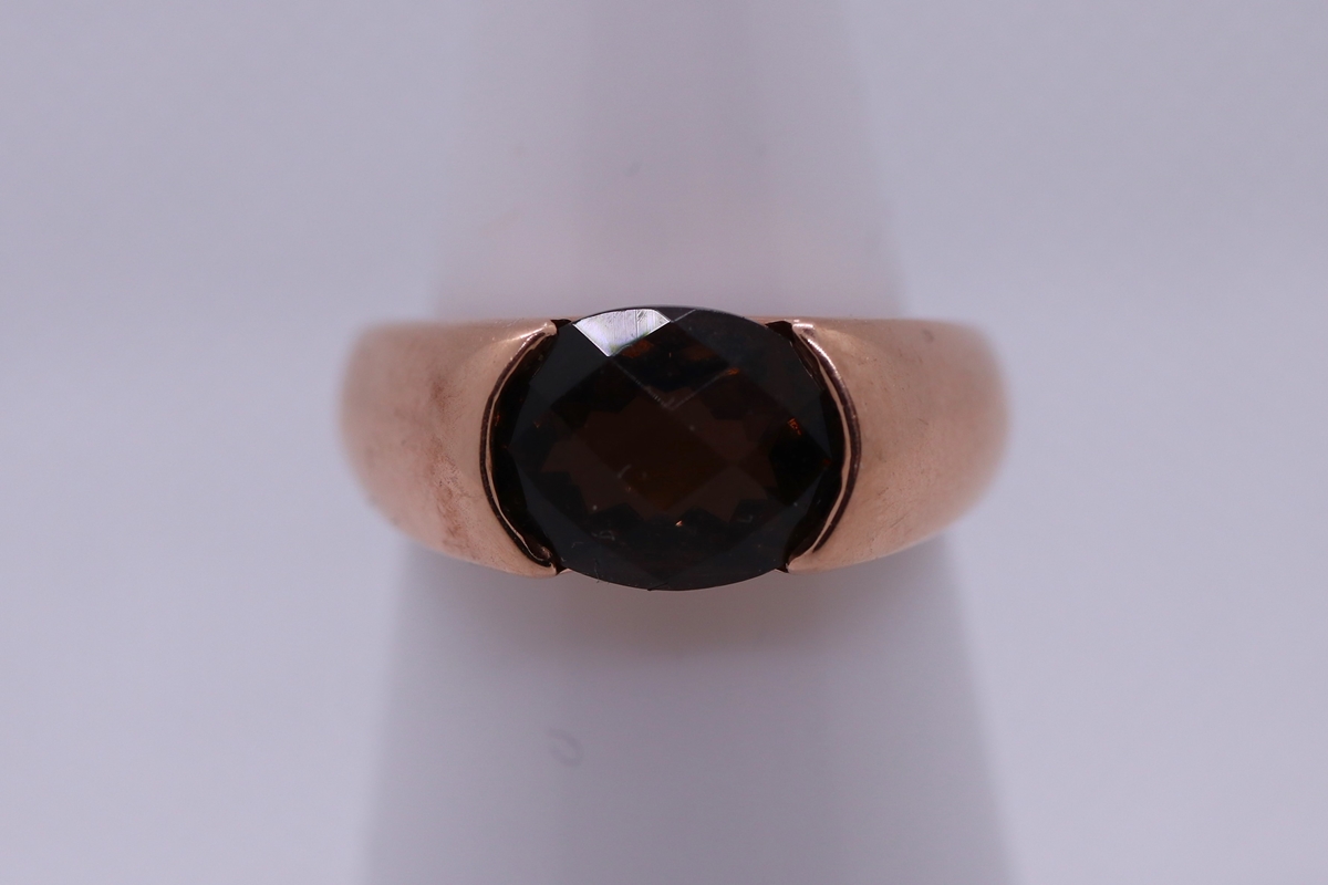 Rose gold faceted topaz ring - Size P - Image 3 of 3