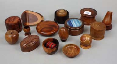 Various treenware to include lignum, ebony & burr wood