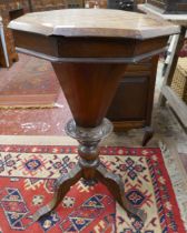 Inlaid octagonal chess board sewing table