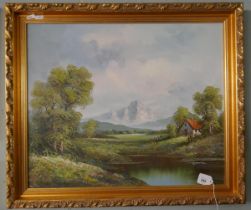 Oil on board of a landscape by G Moore - Approx image size: 60cm x 50cm