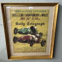 1957 Championship of Wales framed racing poster