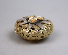 Hallmarked gilt silver and diamond set pot pourri dish - Approx Height: 4.5cm Diameter: 6.5cm