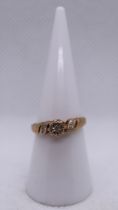 9ct gold diamond solitaire ring - Size M