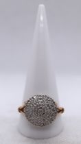 Large 9ct gold diamond cluster ring - Size X