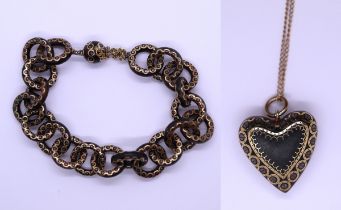 Bracelet and locket with 9ct gold chain