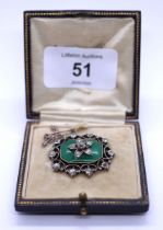 Fine antique diamond and jade brooch