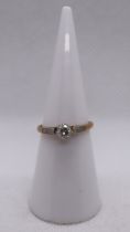 18ct gold diamond solitaire ring - Size K