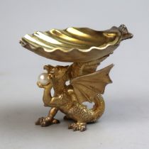 Silver and gold plate salt with pearl insert - Approx height 6.5cm Weight: 188g