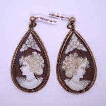 9ct gold cameo earrings