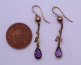 9ct gold and amethyst drop earrings