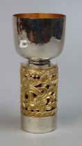 Aurum boxed hallmarked silver and gold plate Hereford Cathedral Goblet - Approx height 17cm